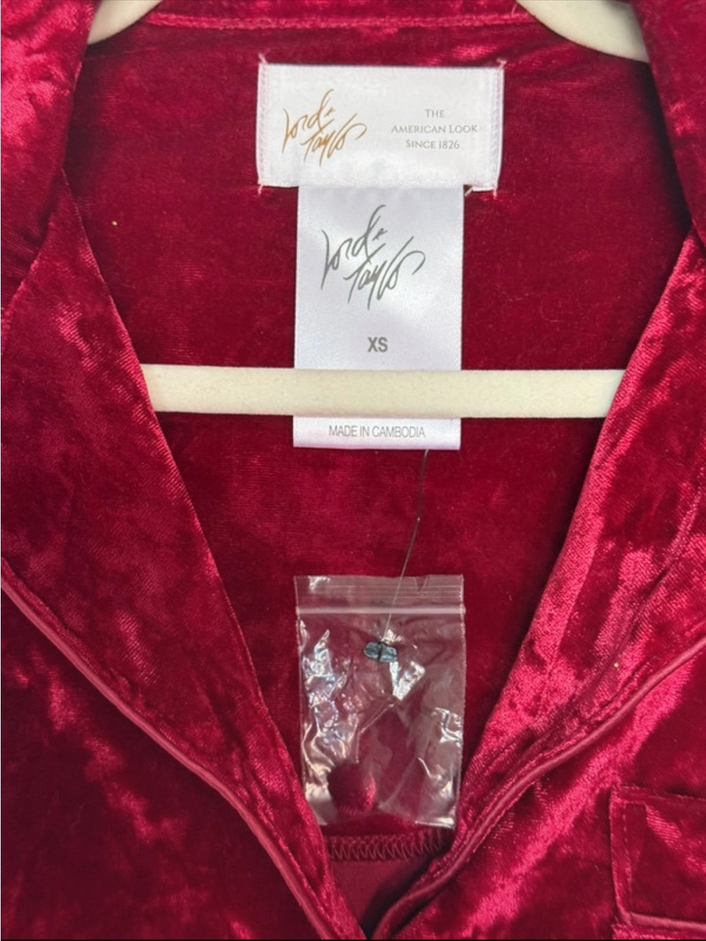 Lord & Taylor Velvet Lounge Set inDeep Red